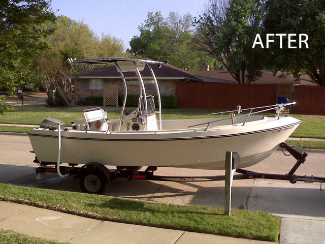 Aquasport center console boat with universal ttop by Stryker T-Tops installed