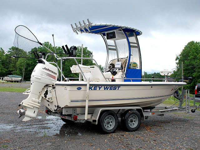 Key West center console boat with universal ttop by Stryker T-Tops installed