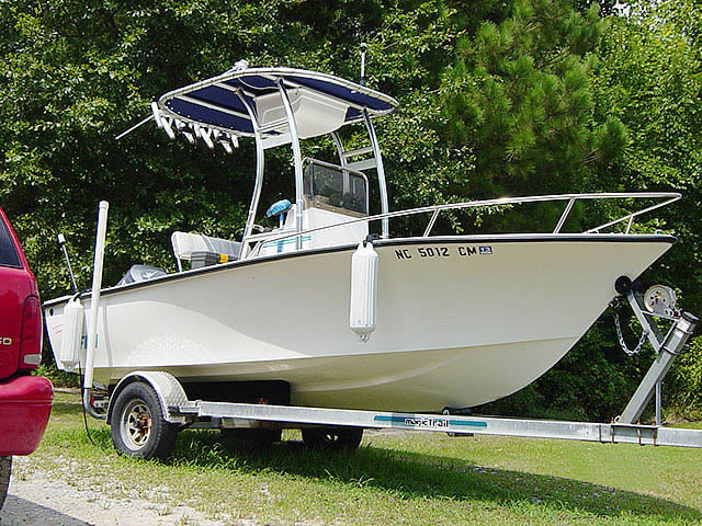 1996-Sailfish  center console boat with universal ttop by Stryker T-Tops installed