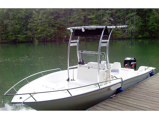 2002 Cape Horn 17 ft. Offshore center console boat with universal ttop by Stryker T-Tops installed