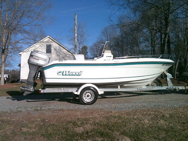 1996 Wahoo 1900cc center console boat with universal ttop by Stryker T-Tops installed