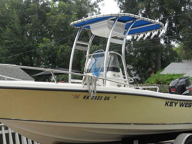 Key West center console boat with universal ttop by Stryker T-Tops installed