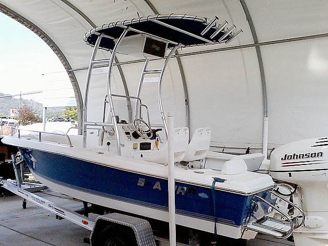 2005 Sea Pro 180 CC center console boat with universal ttop by Stryker T-Tops installed