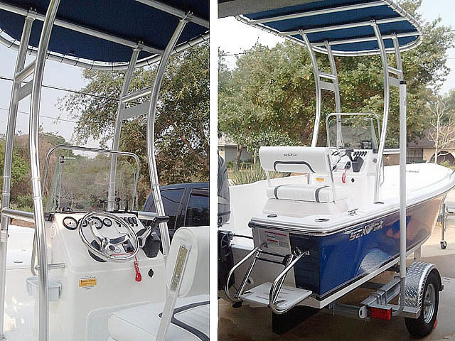 2011 17ft  SeaFox center Console center console boat with universal ttop by Stryker T-Tops installed