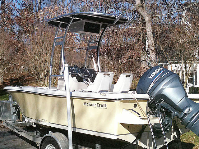 McKee Craft 184 center console boat with universal ttop by Stryker T-Tops installed