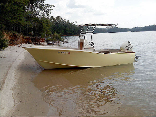  center console boat with universal ttop by Stryker T-Tops installed