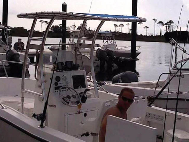21' Sea Pro center console boat with universal ttop by Stryker T-Tops installed