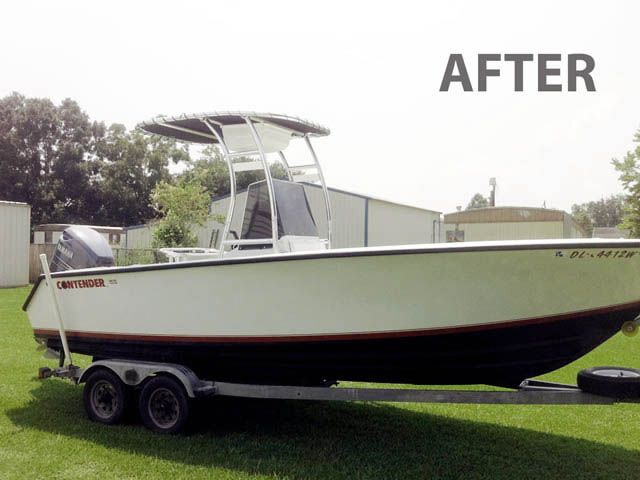 2004 Contender center console boat with universal ttop by Stryker T-Tops installed